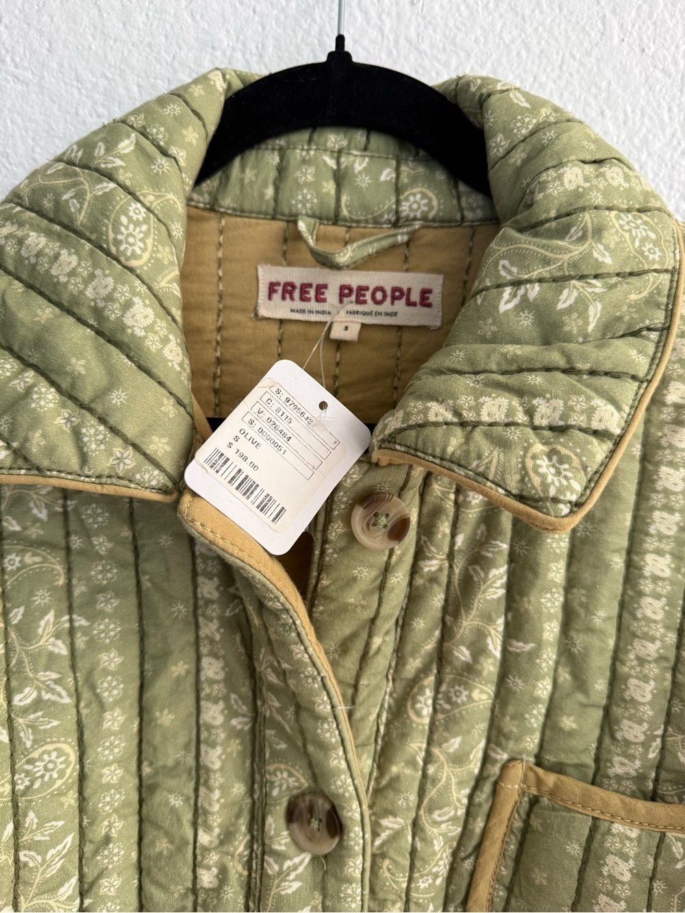 Free People Alexie quilted jacket in olive Size Small new with tags - Picture 6 of 7